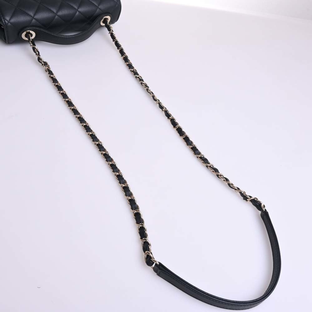 CHANEL Caviar Skin Matelasse Affinity Coco Mark Chain Shoulder Bag Black Women's - Picture 5 of 10
